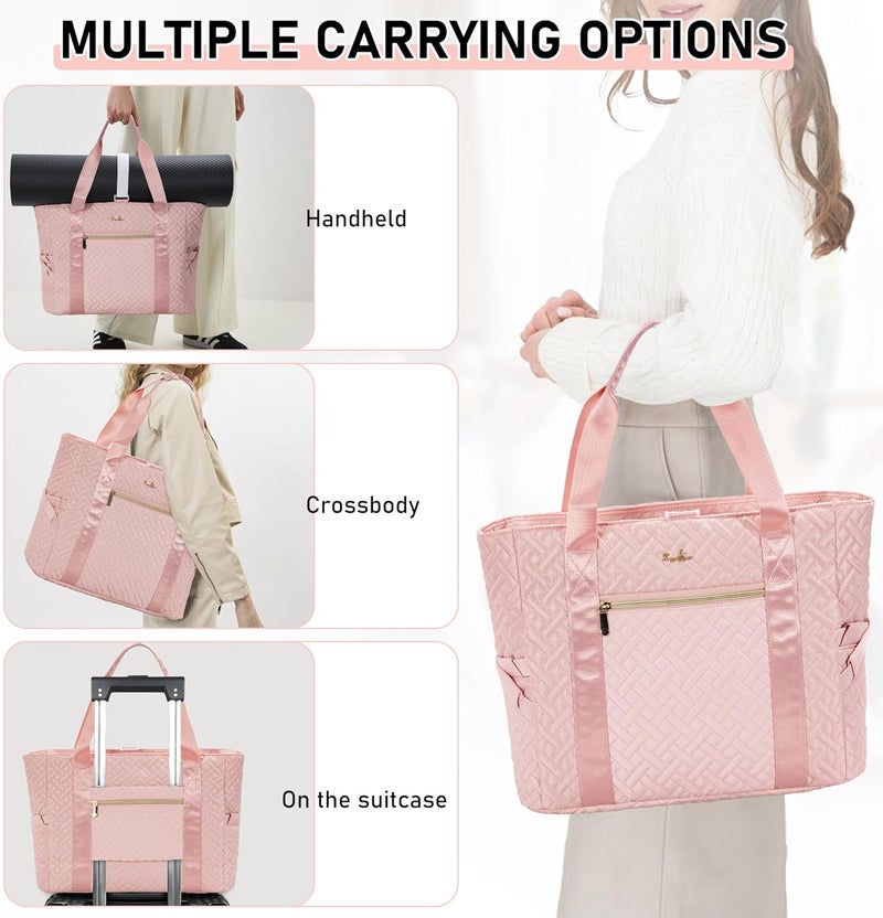 LASUK Tote Bag For Women, Checkered Zipper Laptop Shoulder Bag, Gym Tote Bag with Yoga Mat Bag, for Gym, Work, Travel, Shop - Image 2